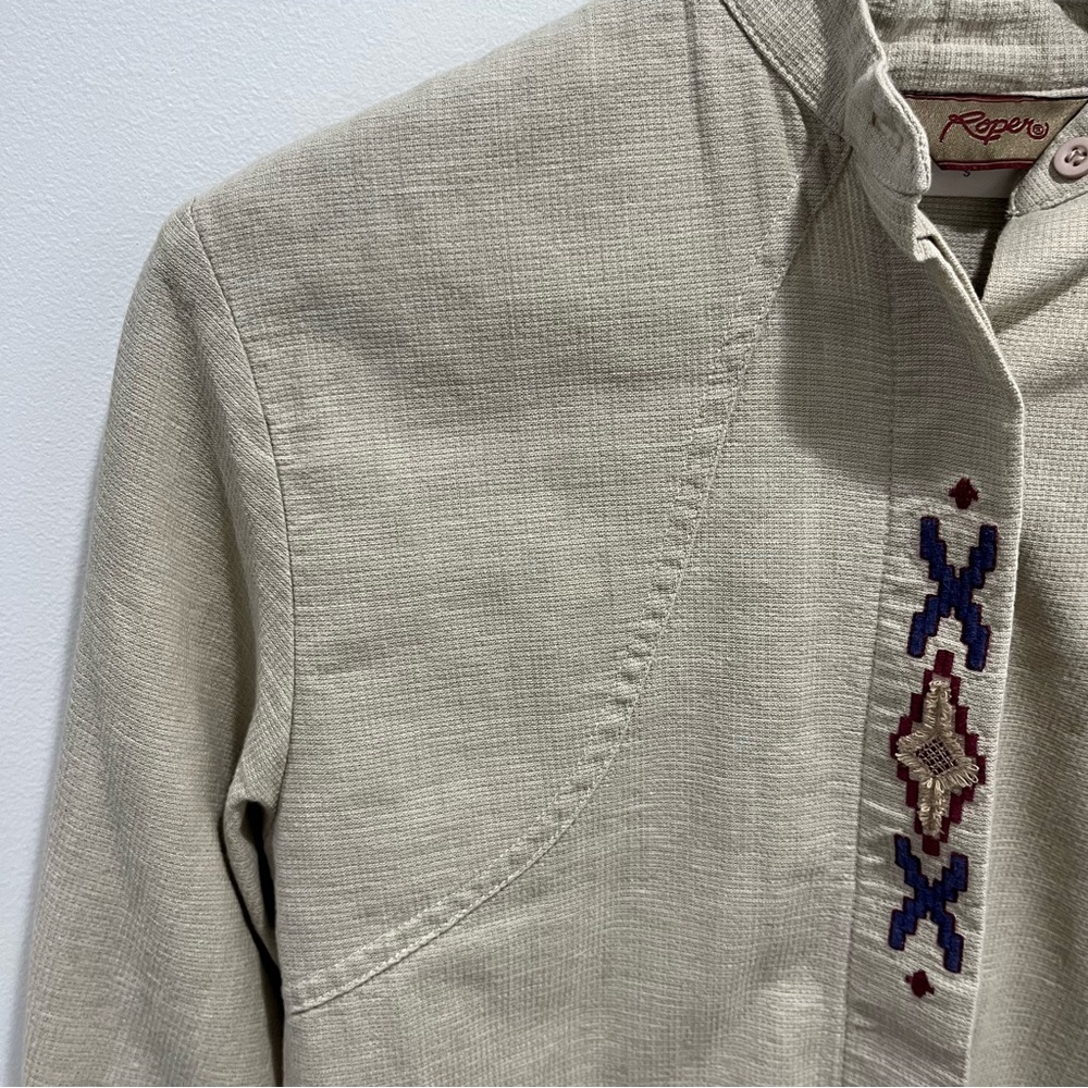 Roper Southwest Embroidered Button-Down Long Sleeve Tan Western | women’s S - Picture 7 of 11